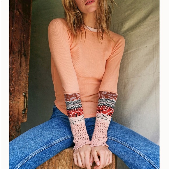 Free People In The Mix Cuff Top desert Orange - Picture 4 of 8